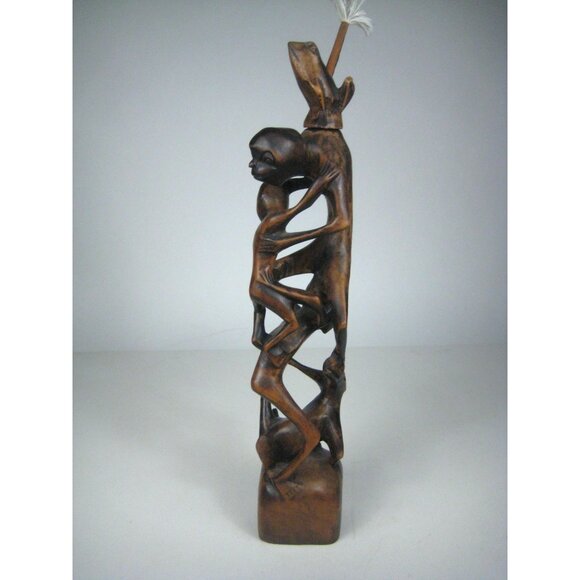 African Makonde Tree of Life Hand Carved Ebony Wood Statue Tribal Figures 13 in - Picture 2 of 15